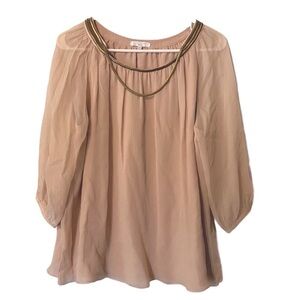 Adam by Adam Lippes Peach Silk Blouse Gold Detail‎ Size 10